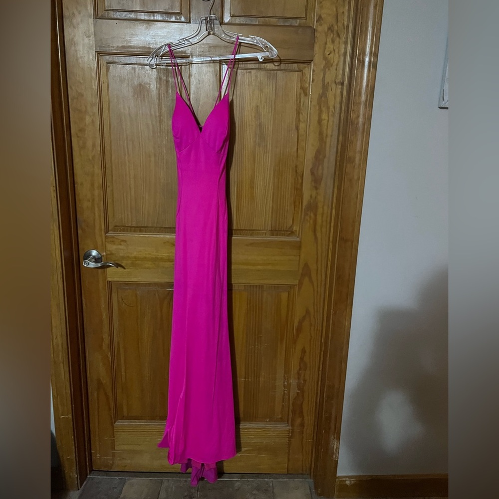Hot pink prom dress. Worn a couple hours, asking $200